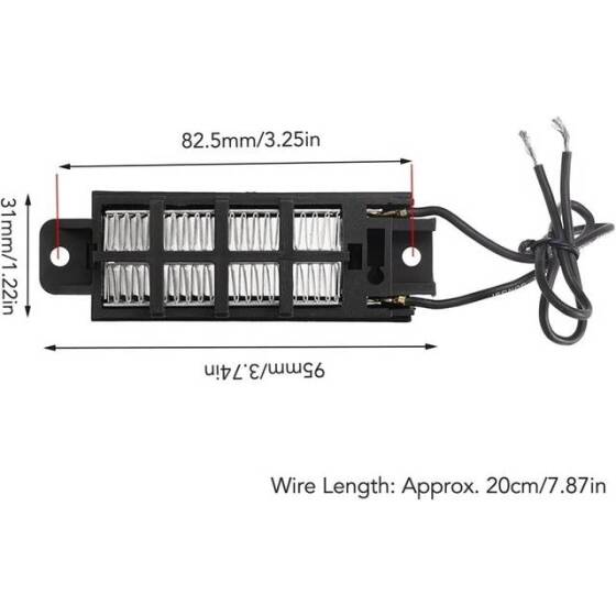 24V 200W İletken Tip Otomatik Termostat PTC Seramik Hava Isıtıcı 95x31x25mm - 2