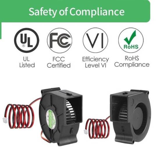 24V DC 7530 Yağ İçeren Santrifüj Fan-XH2-54-2P 30cm Kablo 4000RPM Boyut:75x75x30mm - 3