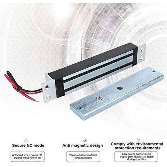 250KG 12V DC/ 500-600MA x2 Manyetik Kilitli Çift Kapı - 4
