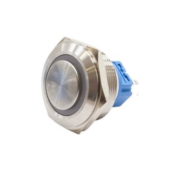 28B-G1-E 28mm Çıkık Yaylı Işıklı Metal Buton - Beyaz - 1