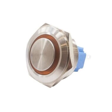 28B-G1-E 28mm Çıkık Yaylı Işıklı Metal Buton - Sarı - Görsu Elektronik