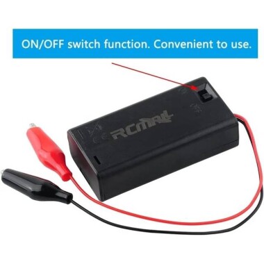 2'li AA Pil Tutucu Kutusu Anahtar ve Kapaklı Krokodil Kablolu - 2