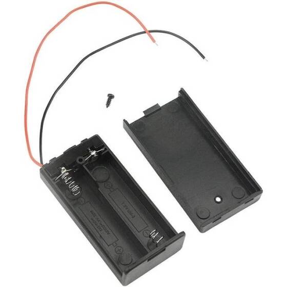 2'li AA Pil Yuvası Dişi Dupont Kablolu 1x2Pin-Anahtar ve Kapaklı - 5