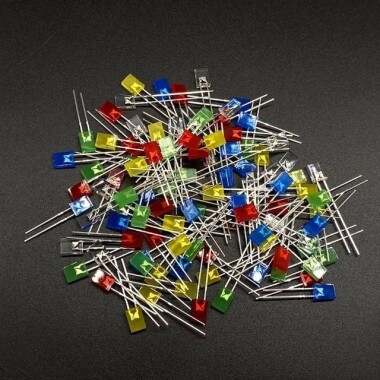 2V 20mA 234 Şeffaf Kırmızı Dikdörtgen Led 18mm Bacak Uzunluğu - 2