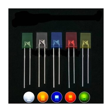 2V 20mA 257 Şeffaf Kırmızı Dikdörtgen Led 18mm Bacak Uzunluğu - 2