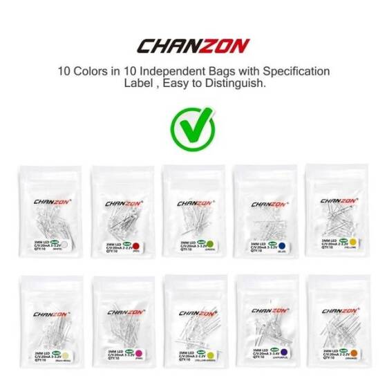 2V 20mA 3mm Şeffaf Kırmızı+Mavi Çift Renk Led CA 28mm Bacak Uzunluğu - 4