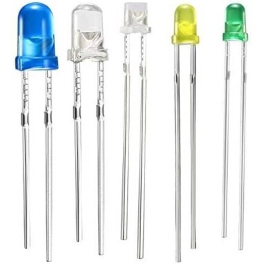 2V 20mA 3mm Şeffaf Kırmızı+Mavi Çift Renk Led CC 28mm Bacak Uzunluğu - 1