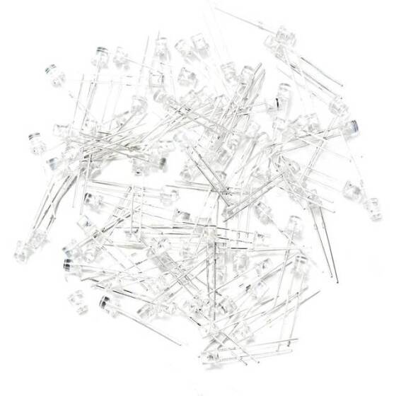 2V 20mA 3mm Şeffaf Sarı Düz Led 18mm Bacak Uzunluğu - 5
