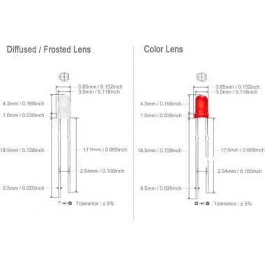 2V 20mA 3mm Turuncu Led 28mm Bacak Uzunluğu - 2