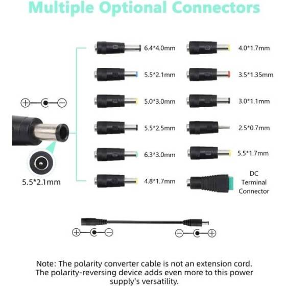 3-12V 5A 60W AC/DC Ayarlanabilir Güç Adaptörü-CE ile İpek Baskı-EU Fişli - 3