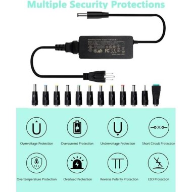 3-12V 5A 60W AC/DC Ayarlanabilir Güç Adaptörü-CE ile İpek Baskı-EU Fişli - 4