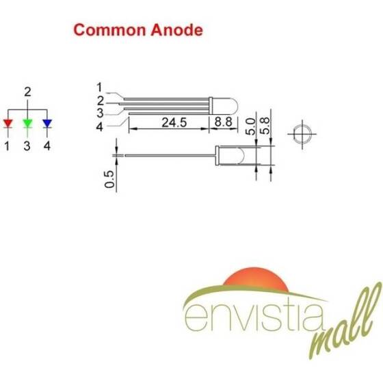 30-40V 5mm Şeffaf Buz Mavisi LED 20cm Kablolu - 3