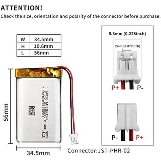 351015 500MAH 3.7V Lityum Şarj Edilebilir Pil Boyutu: 3.5x10x15mm - 3