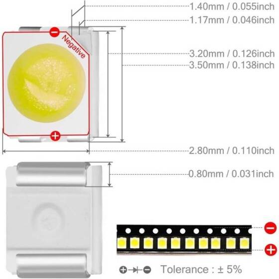 3528 (1210) Beyaz SMD LED - 3