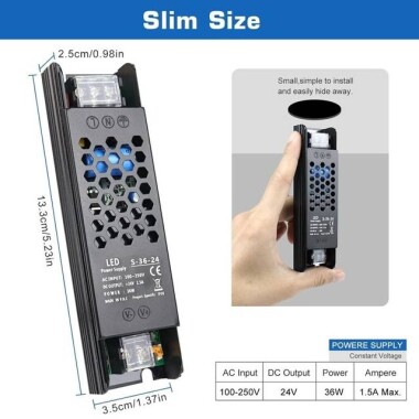 36W 24V 1.5A Ultra İnce Şerit Güç Kaynağı - 2