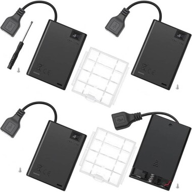 3'lü AAA Pil Yuvası-Anahtarlı ve Usb Fişli - 1