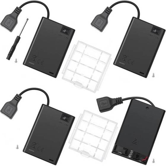 3'lü AAA Pil Yuvası-Anahtarlı ve Usb Fişli - 1