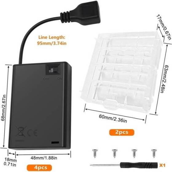 3'lü AAA Pil Yuvası-Anahtarlı ve Usb Fişli - 2