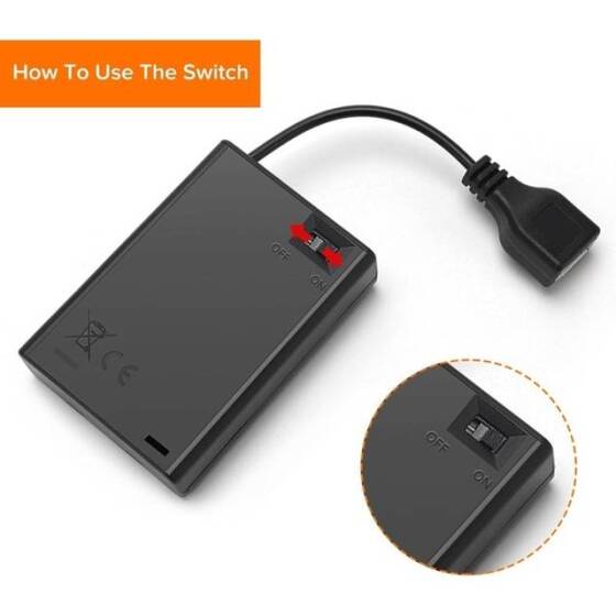 3'lü AAA Pil Yuvası-Anahtarlı ve Usb Fişli - 3
