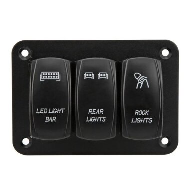 3'lü ON-OFF Işıklı Anahtar Switch Panel 12V-24V- Mavi - Görsu Elektronik