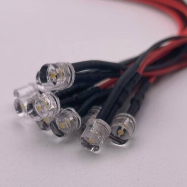 3V 10mm Şeffaf Mor LED 20cm Kablolu - 3
