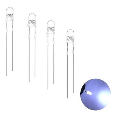 3V 20mA 3mm Beyaz Led 28mm Bacak Uzunluğu - 1