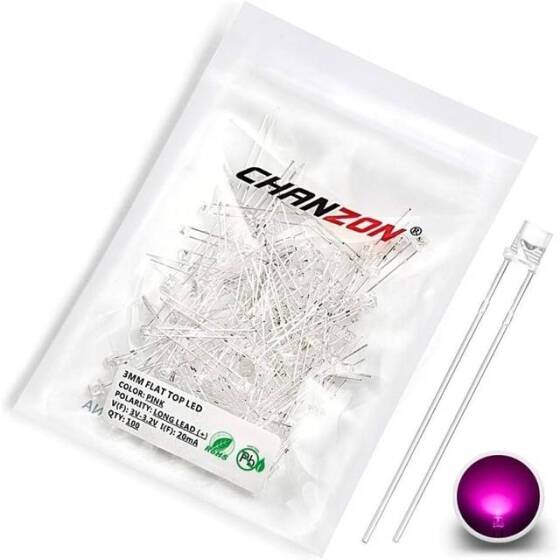 3V 20mA 3mm Şeffaf Yeşil Led 18mm Bacak Uzunluğu - 1