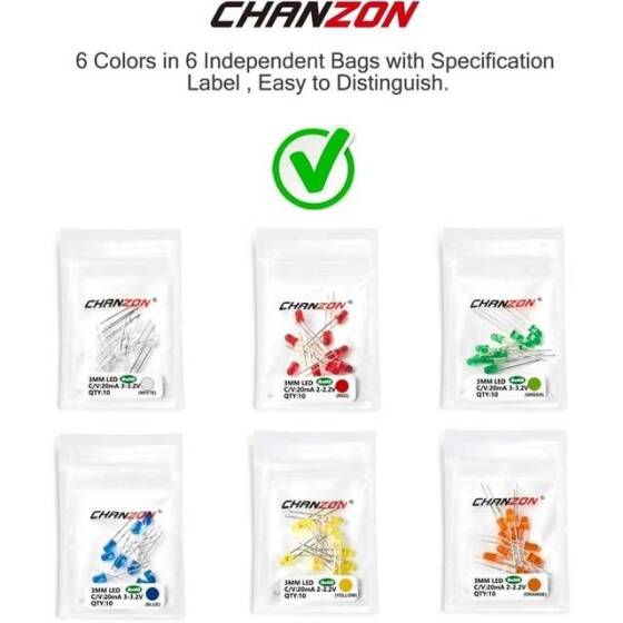 3V 20mA Geniş Açılı 3mm RGB Led 4 Pin CC 18mm Bacak Uzunluğu - 4