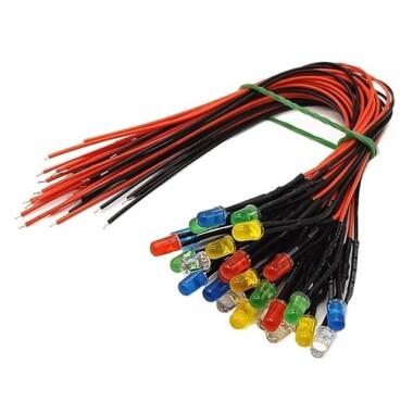 3V 5mm Şeffaf Buz Mavisi LED 20cm Kablolu - 1