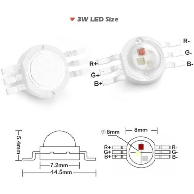 3W 6 Pin SMD POWER LED RGB - 5