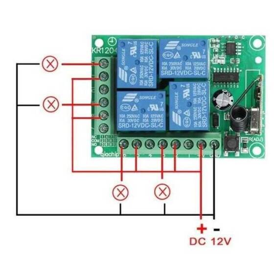 4 Kanal 12V Uzaktan Kumandalı RF Modülü Alıcı Verici - 5