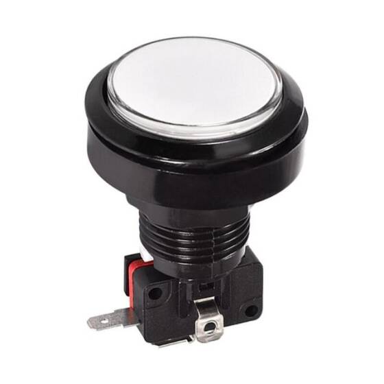 46mm 12V Düz Işıklı Oyun Makinesi Butonu - Beyaz - 1