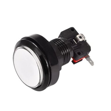 46mm 12V Düz Işıklı Oyun Makinesi Butonu - Beyaz - 2