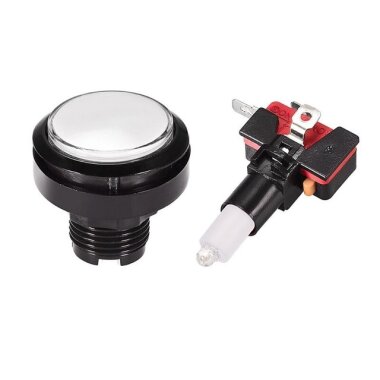 46mm 12V Düz Işıklı Oyun Makinesi Butonu - Beyaz - 3