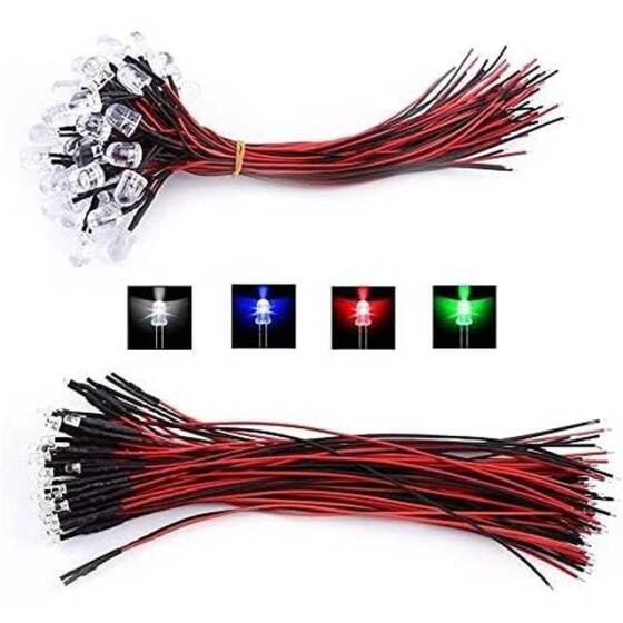 48-72V 5mm Yeşil LED 20cm Kablolu - 3