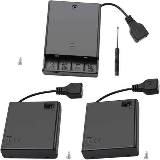 4'lü AA Pil Yuvası-15cm Dişi Kablolu - 1