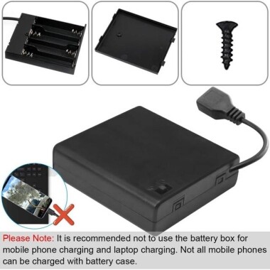 4'lü AA Pil Yuvası-Usb Fişli-Anahtarlı ve Kapaklı - 2