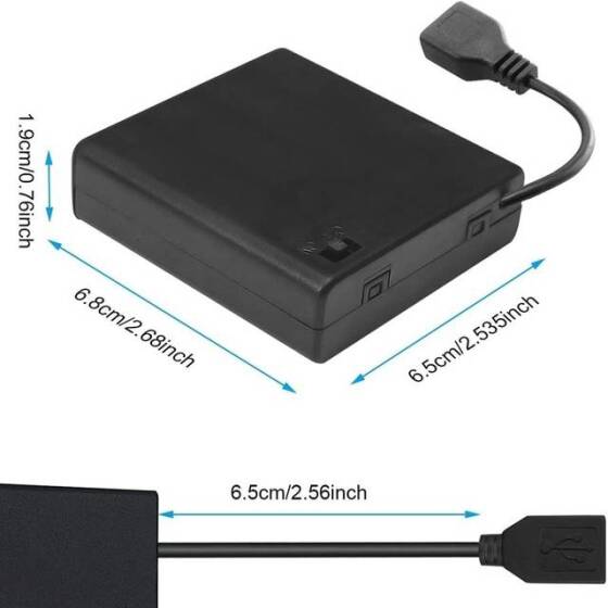 4'lü AA Pil Yuvası-Usb Fişli-Anahtarlı ve Kapaklı - 5