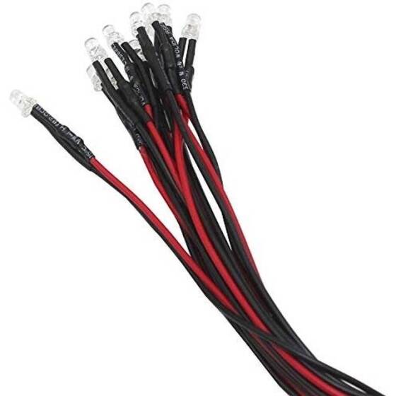 5-9V 3mm Kırmızı LED 20cm Kablolu - 5