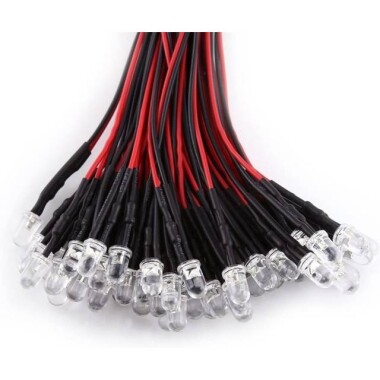 5-9V 5mm Şeffaf Sarı LED 20cm Kablolu - 4