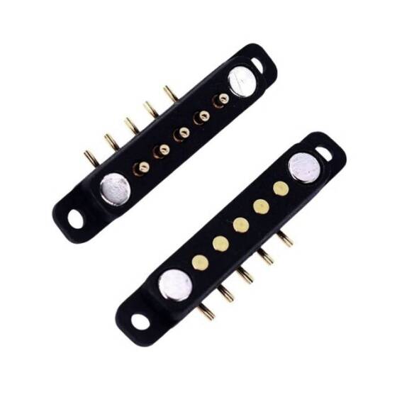 5 Pin 2.54mm 90C Pogo Pin Manyetik Konnektör Takımı - Kulaklı - 1