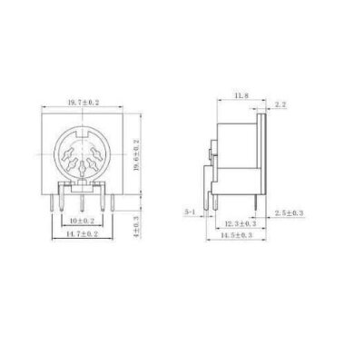 5 Pin Dişi DIN Konnektör - Panel Tipi - 2
