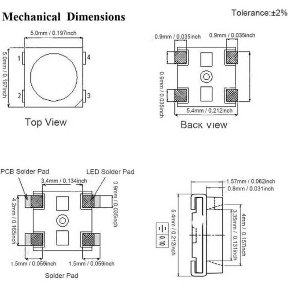 5050 12V 4 Pin SMD LED WS2812B RGB - 2