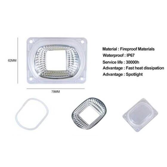 50W Cob Led için Lens + Reflektör + Sızdırmaz Silikon Halka - 3