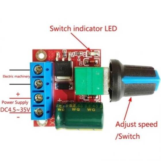 5A 35V Mini DC Motor Hız Kontrol Devresi - 3