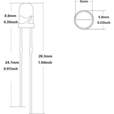 5mm Yeşil Led 18mm Bacaklı - 3