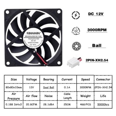 5V DC 8010 USB'li Yağ İçeren Fan Boyutu:80x80x10mm - 2