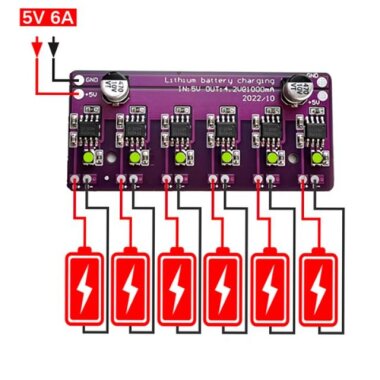 6-Kanal Bağımsız 4.2V 18650 Pil Şarj Devresi - 3