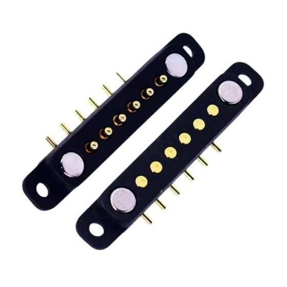 6 Pin 2.54mm 90C Pogo Pin Manyetik Konnektör Takımı - Kulaklı - 1