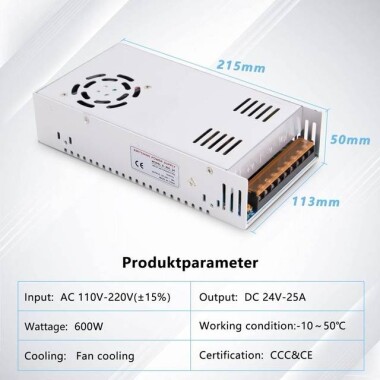 600W 24V 25A Yağmura Dayanıklı Güç Kaynağı FY-24-600W - 5